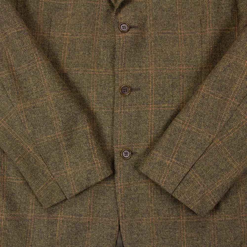 VTG Canali Mens 42R Brown Windowpane Wool Plaid‎ Blazer Jacket Sport Coat Italy